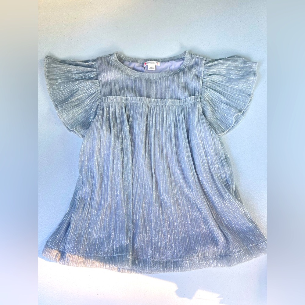 NEW CREWCUTS Flounce silver grey Metallic Glitter Sparkly Top Size 8 parties